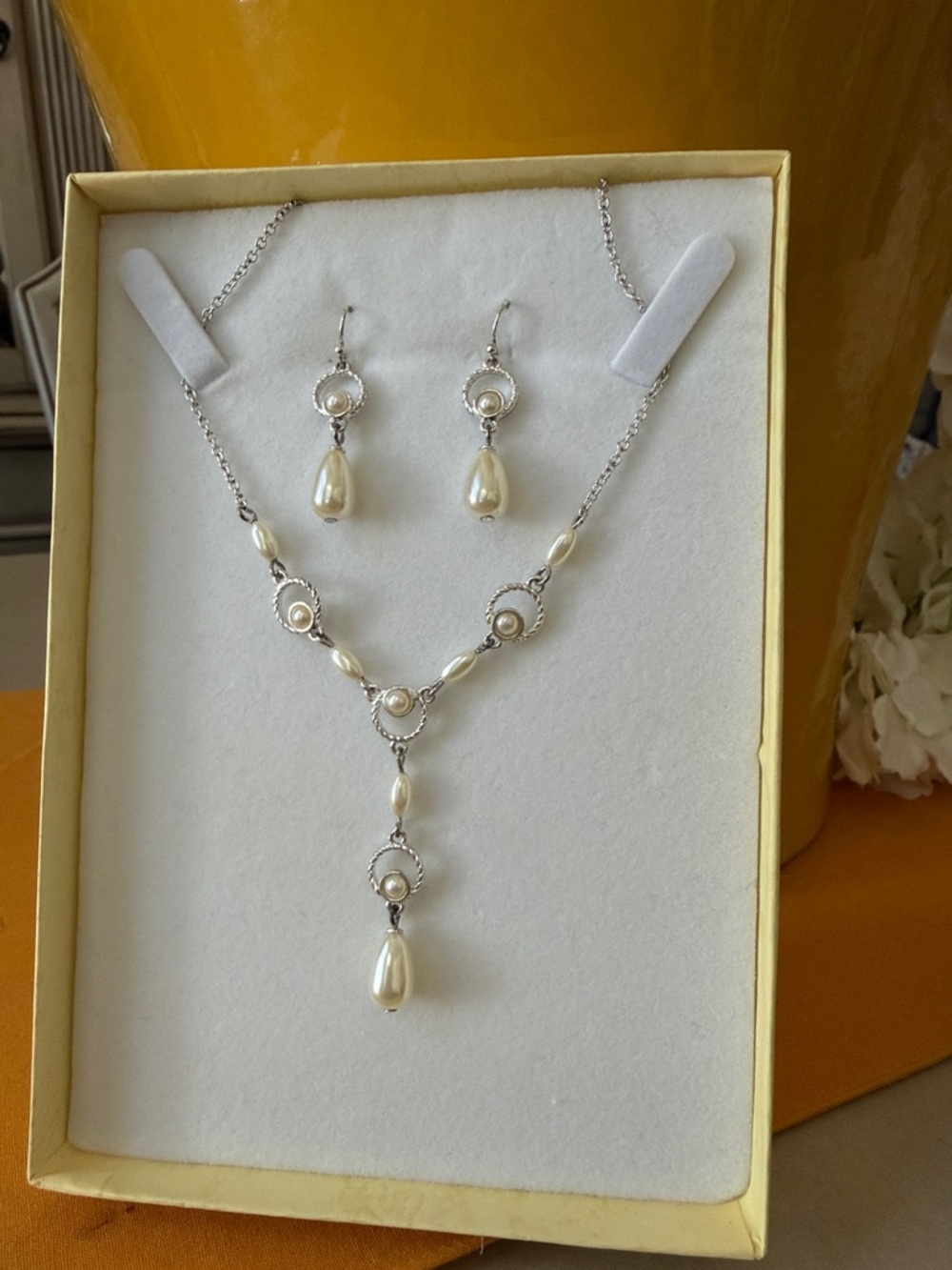 Ivory Pearl Drop Necklace and Earring Set – Timeless Bridal Jewelry